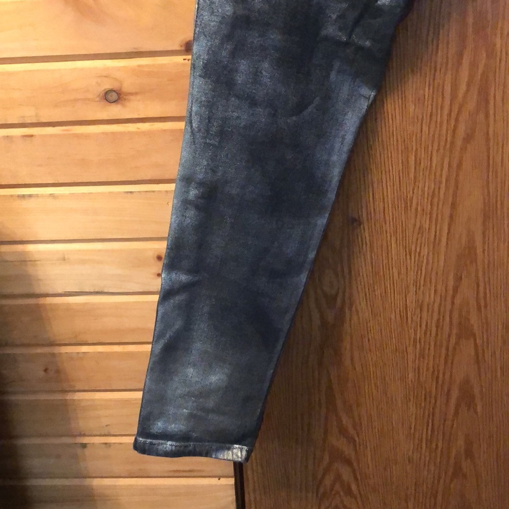 Denim 24/7 Women’s 16W Blue Metallic Coated Skinny Jeans - Picture 4 of 6